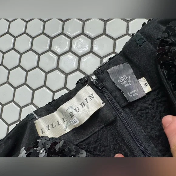 Lillie Ruben Elegant Black Sequin Dress size 6